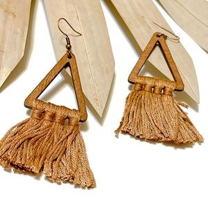 Triangle brown boho earrings macrame earrings
